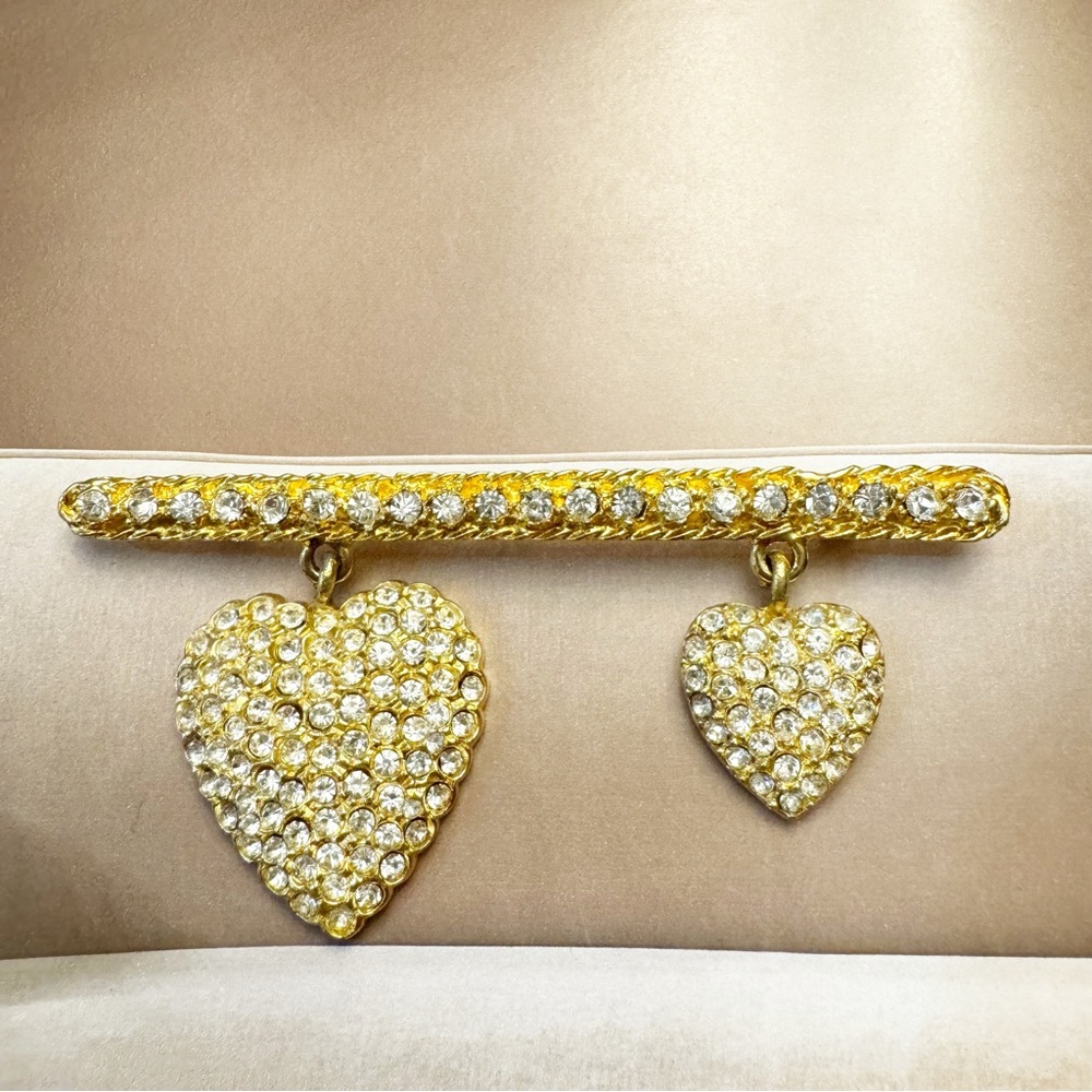 Vintage David Dubin Nr Pave Rhinestone Crystal Heart Brooch Signed